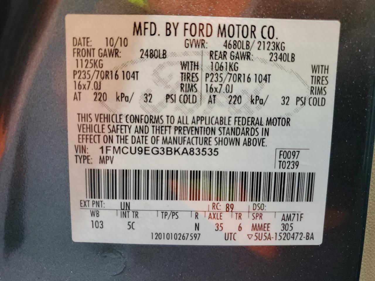 2011 FORD ESCAPE LIMITED photo 25