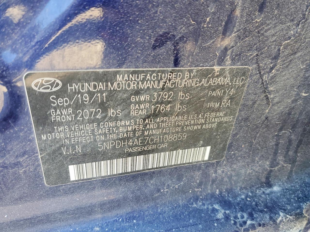 2012 HYUNDAI ELANTRA GLS photo 12