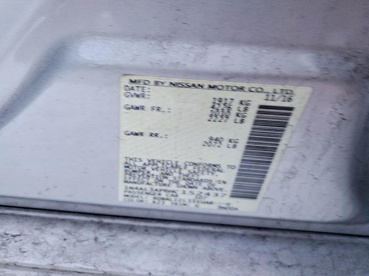 2017 NISSAN ALTIMA 2.5 photo 12