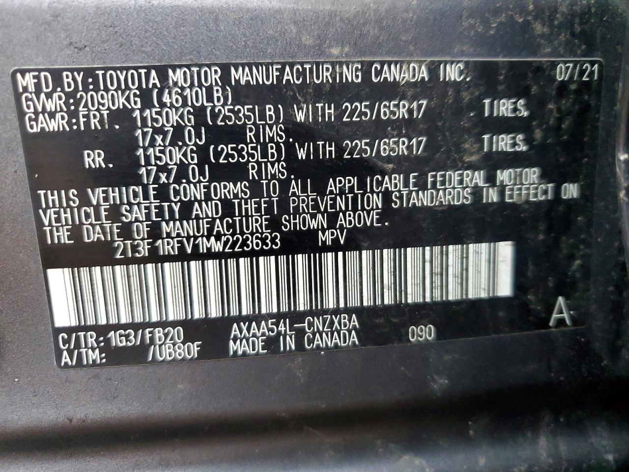 2021 TOYOTA RAV4 LE photo 23