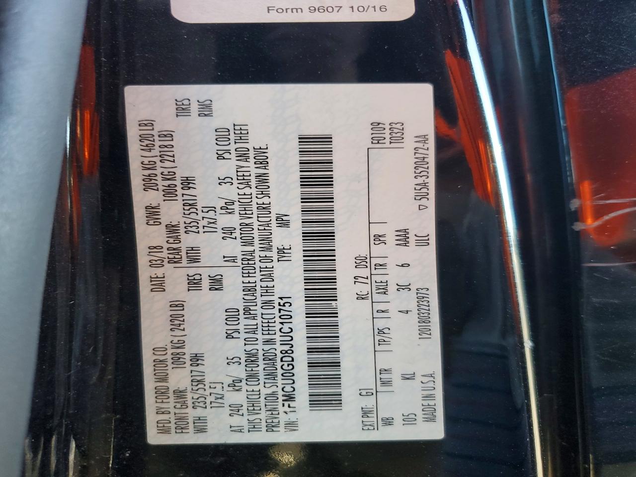 2018 FORD ESCAPE SE photo 25