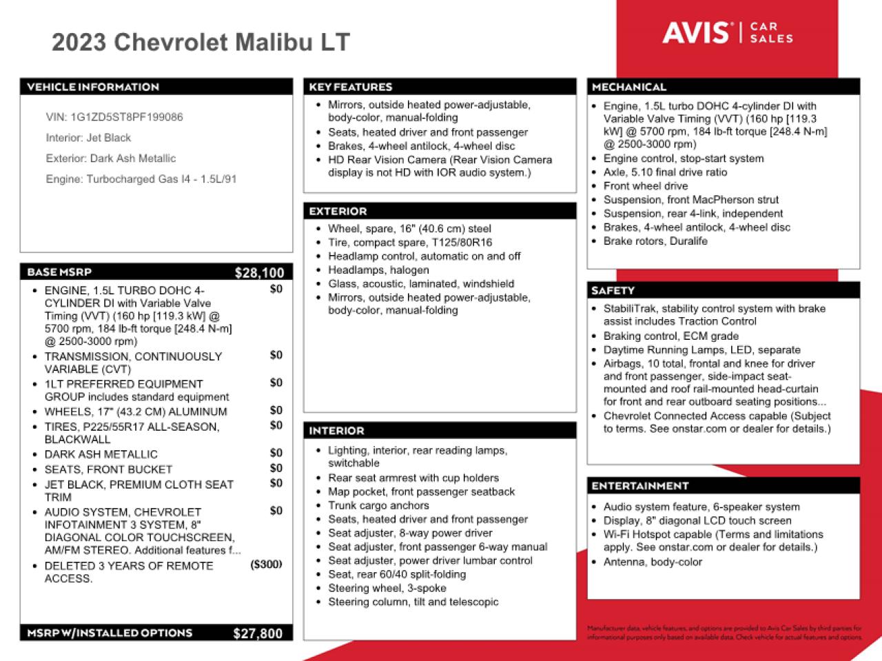 2023 CHEVROLET MALIBU LT photo 12
