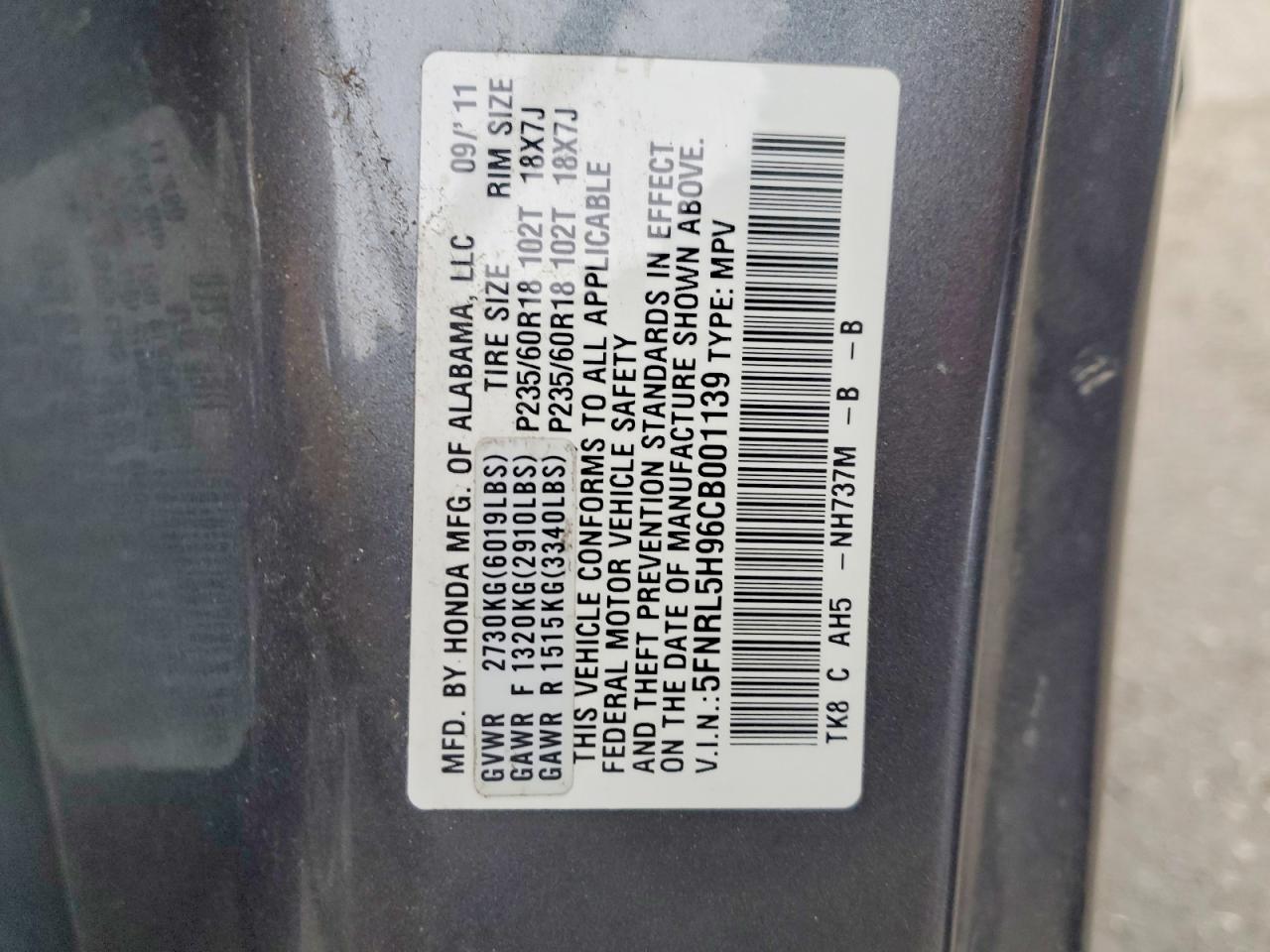 2012 HONDA ODYSSEY TOURING photo 14