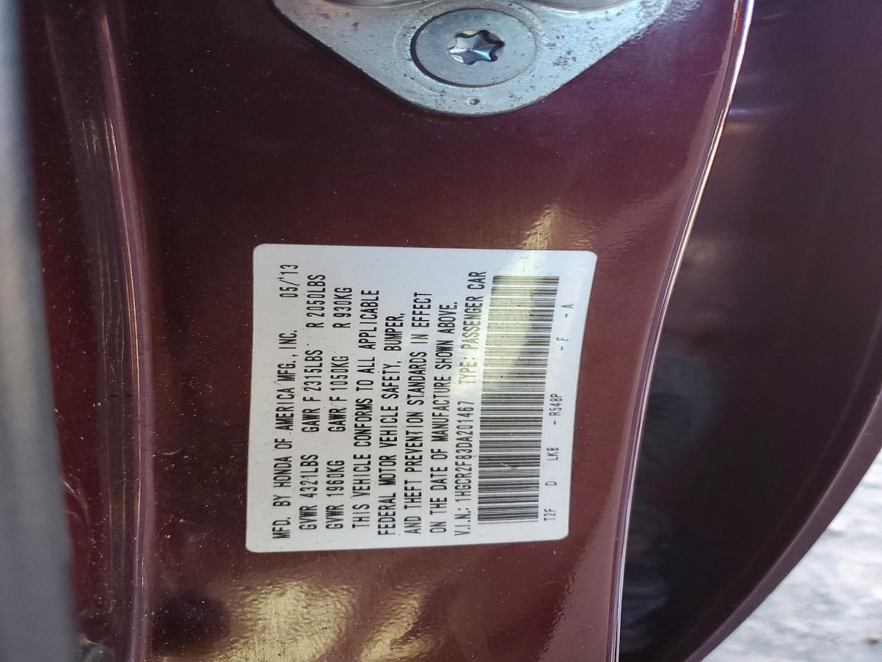 2013 HONDA ACCORD EXL photo 13