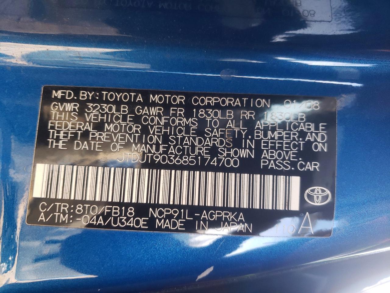 2008 TOYOTA YARIS photo 13