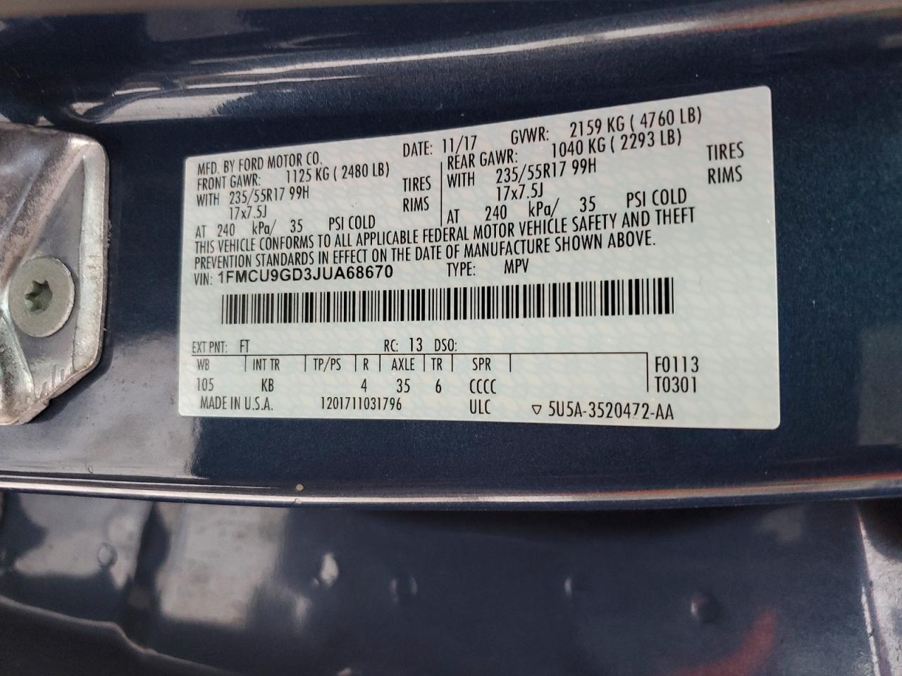 2018 FORD ESCAPE SE photo 14