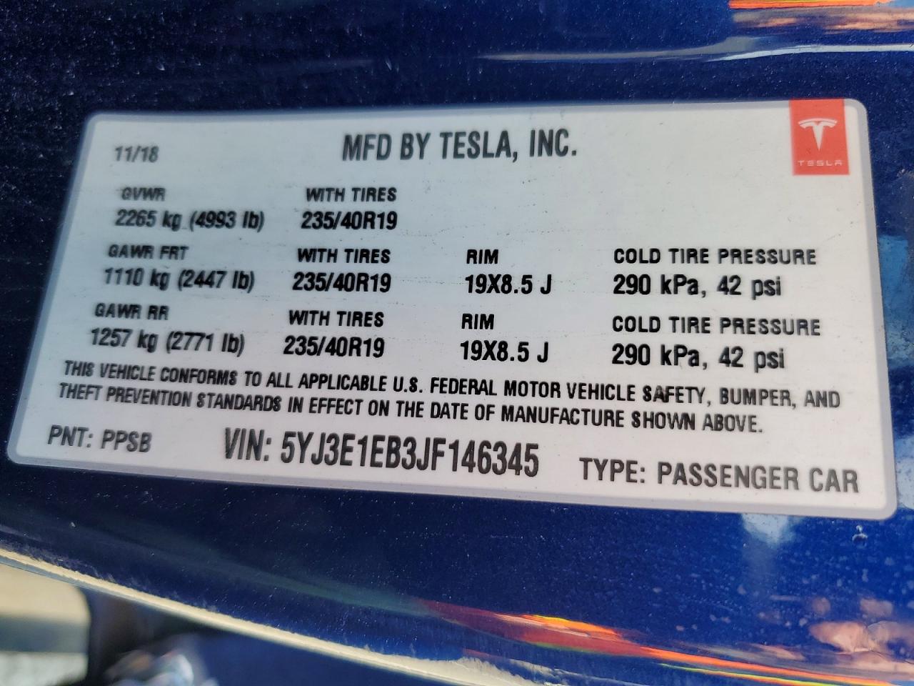 2018 TESLA MODEL 3 photo 23