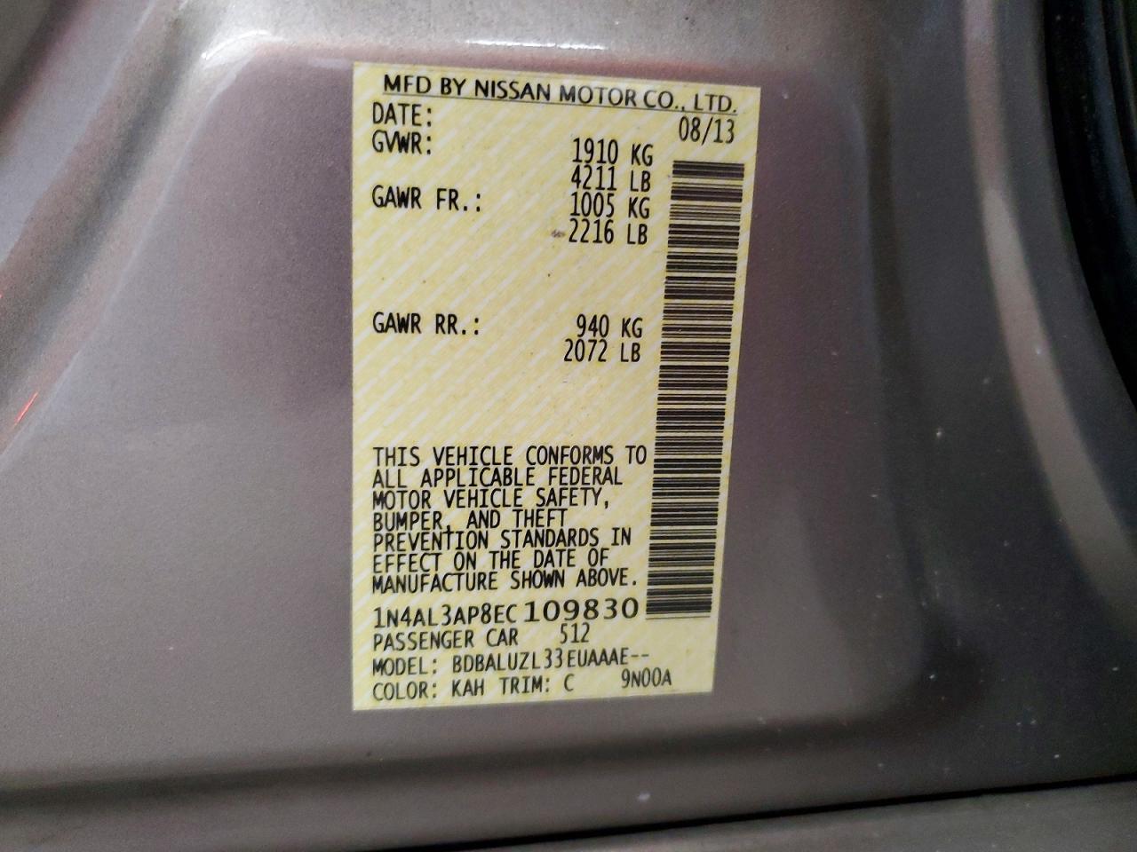2014 NISSAN ALTIMA 2.5 photo 12