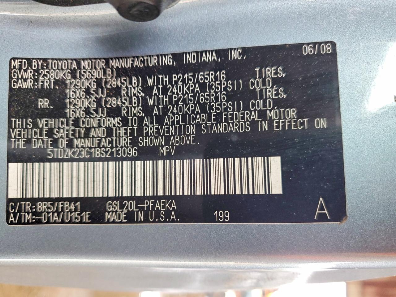 2008 TOYOTA SIENNA CE photo 13