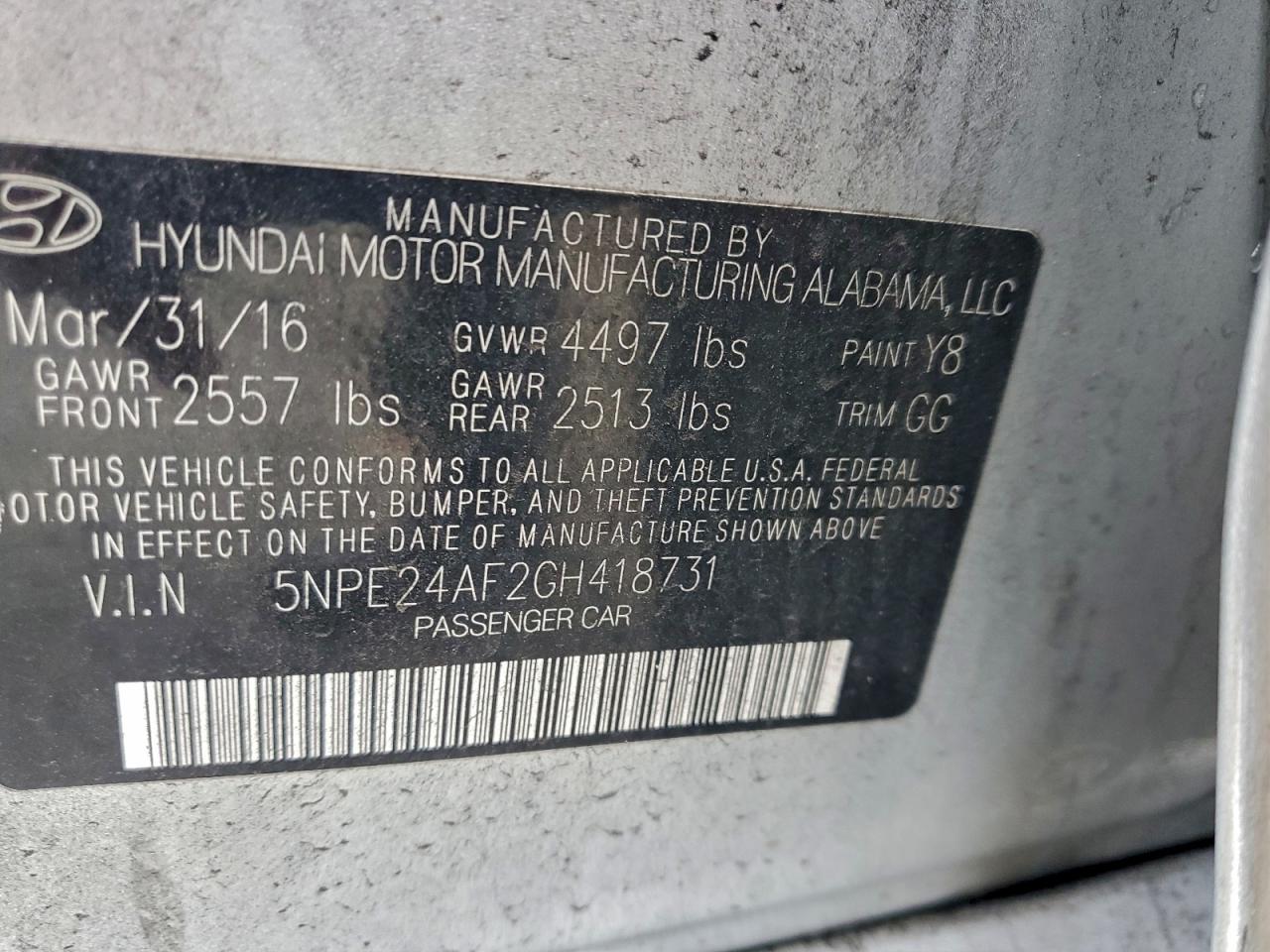 2016 HYUNDAI SONATA SE photo 12
