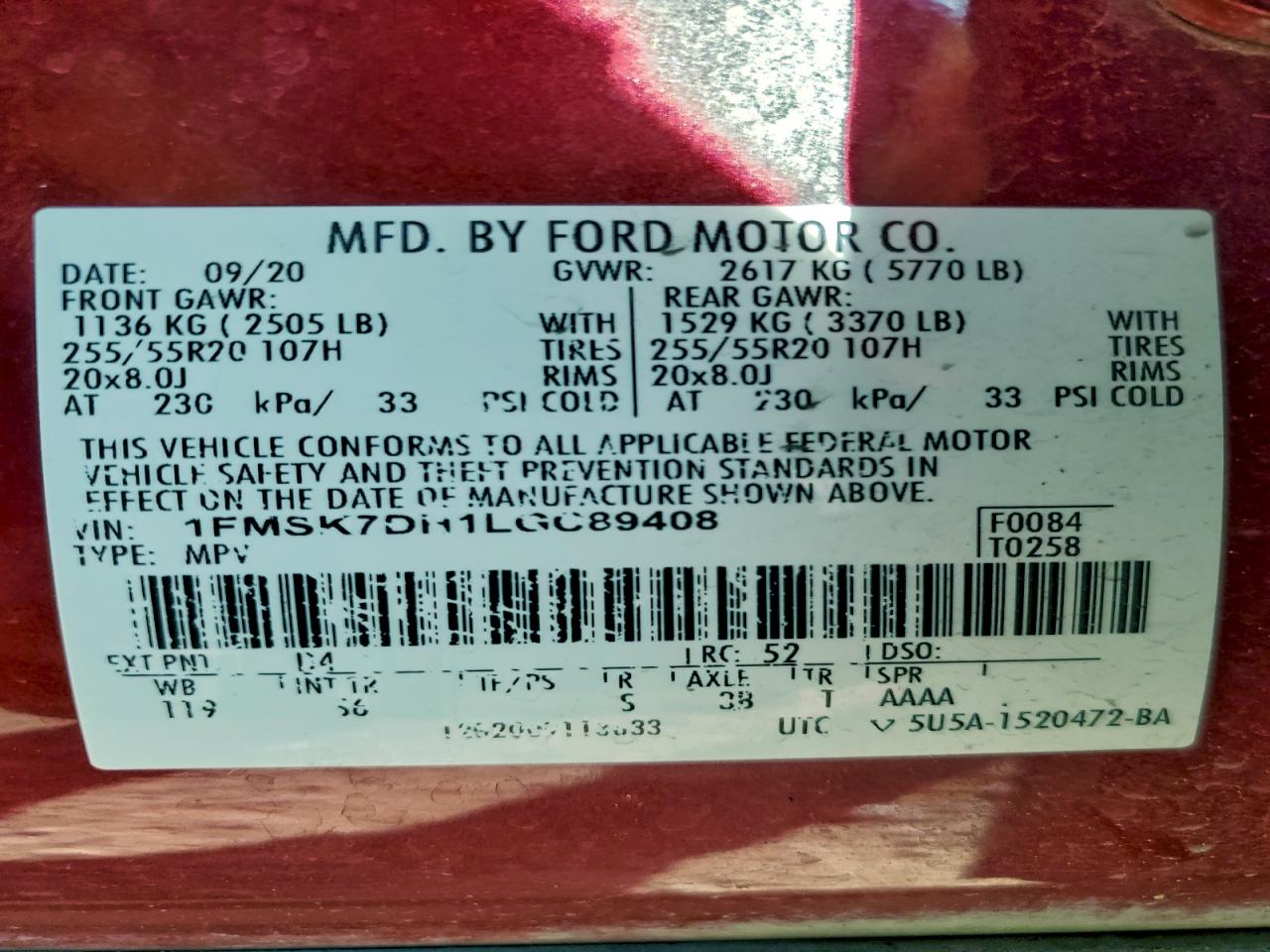 2020 FORD EXPLORER XLT photo 14