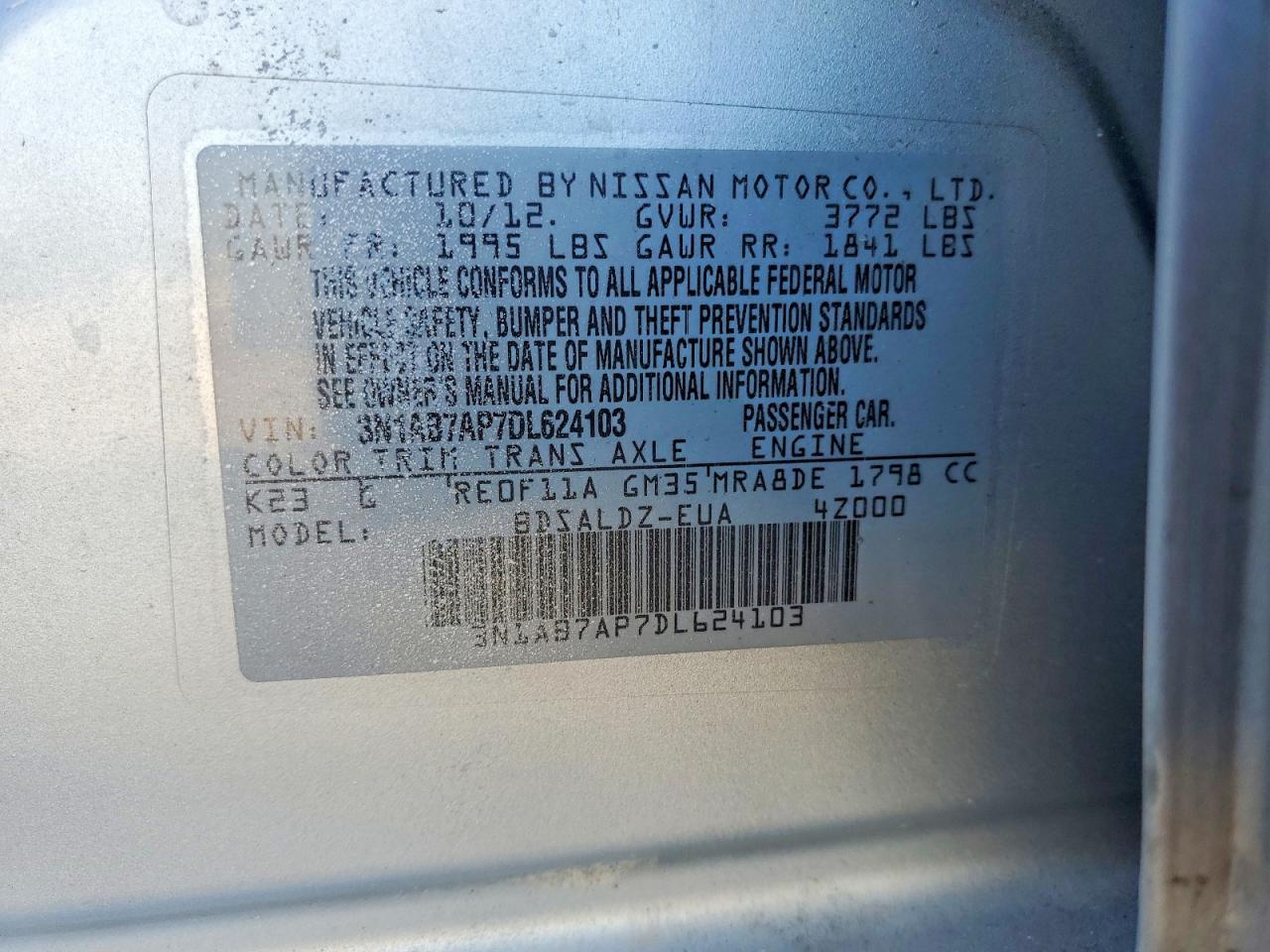 2013 NISSAN SENTRA S photo 12