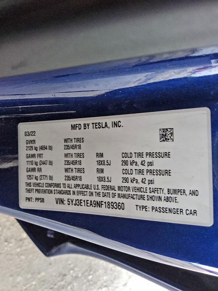 2022 TESLA MODEL 3 photo 12