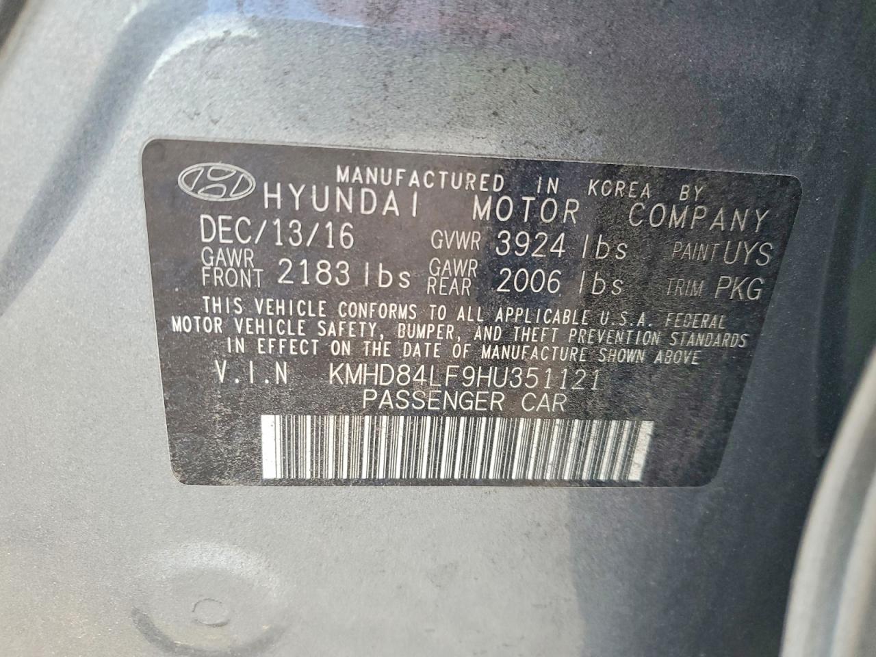 2017 HYUNDAI ELANTRA SE photo 12