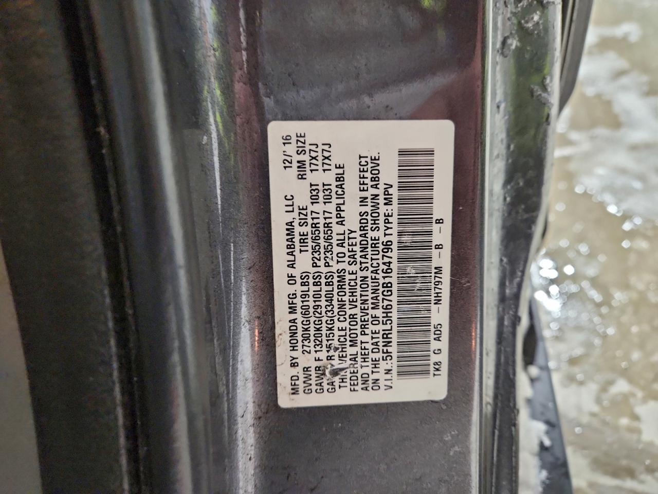 2016 HONDA ODYSSEY EXL photo 13