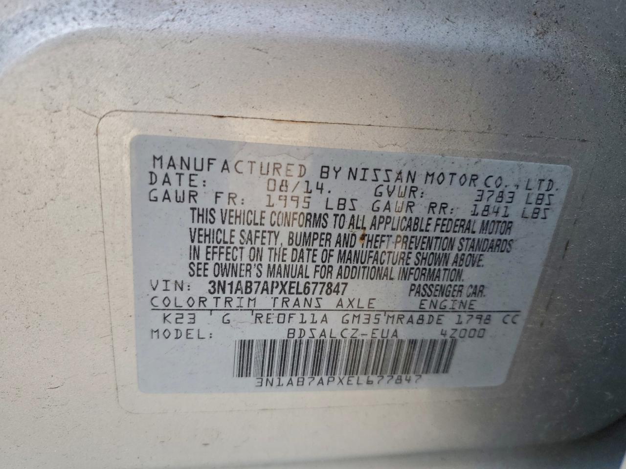 2014 NISSAN SENTRA S photo 12