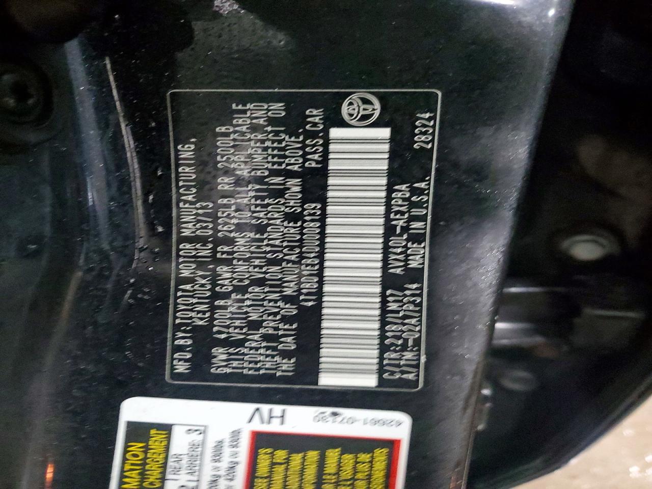 2013 TOYOTA AVALON HYBRID photo 12