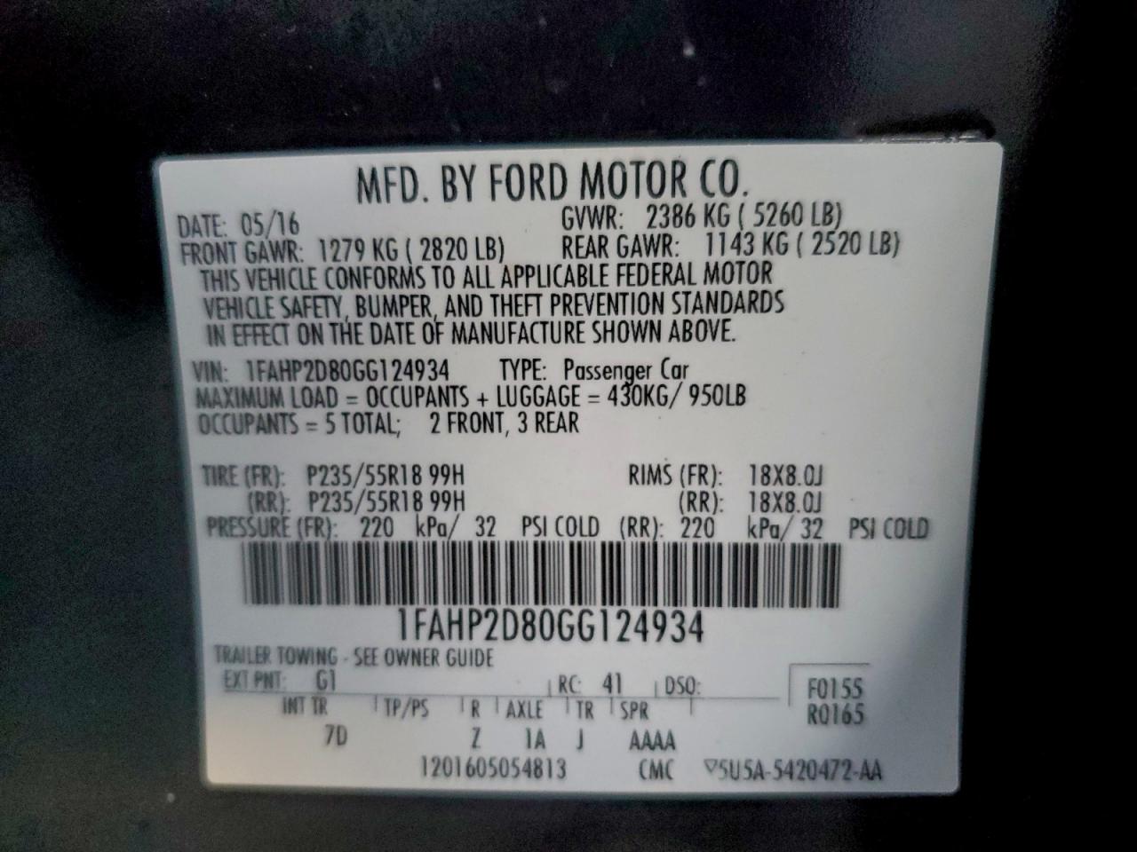 2016 FORD TAURUS SE photo 12