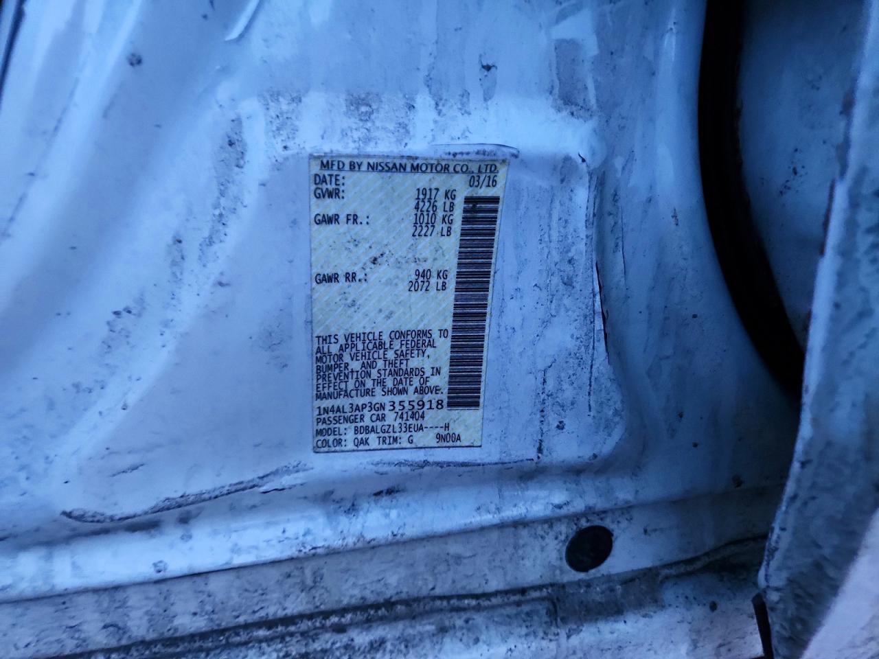 2016 NISSAN ALTIMA 2.5 photo 12