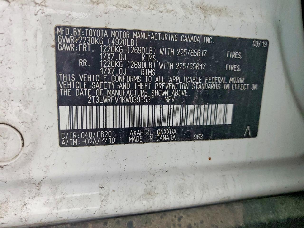 2019 TOYOTA RAV4 LE photo 13