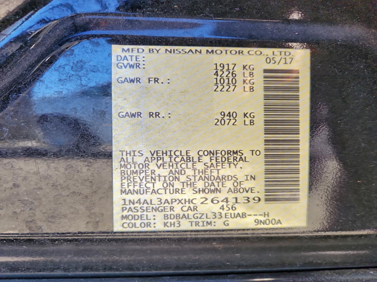 2017 NISSAN ALTIMA 2.5 photo 12