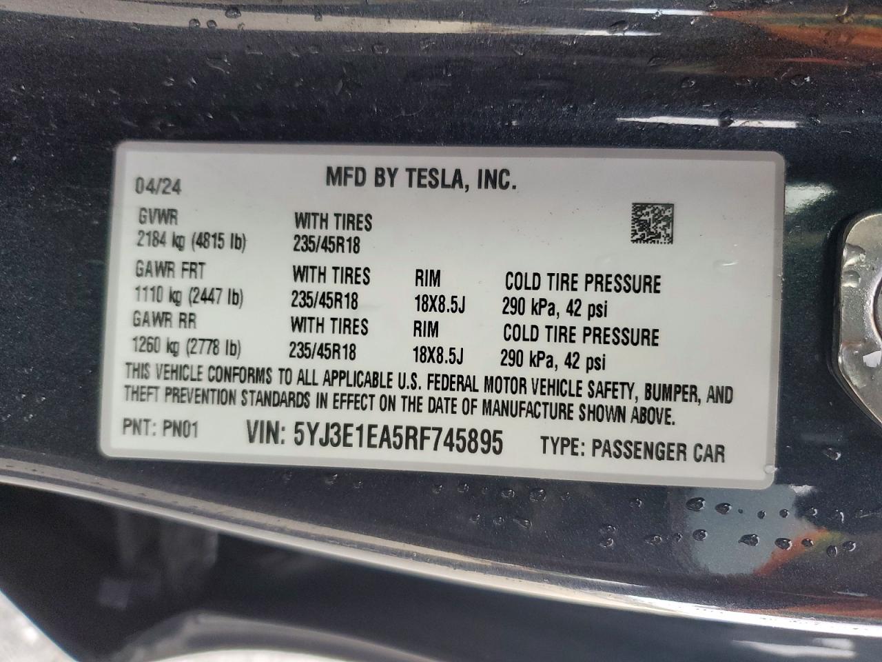 2024 TESLA MODEL 3 photo 12