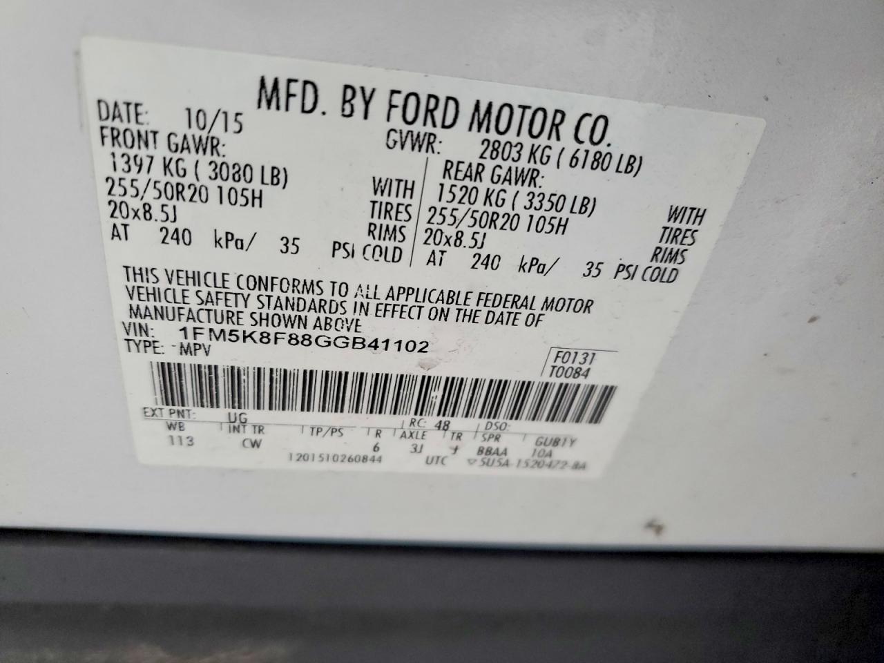 2016 FORD EXPLORER LIMITED photo 13
