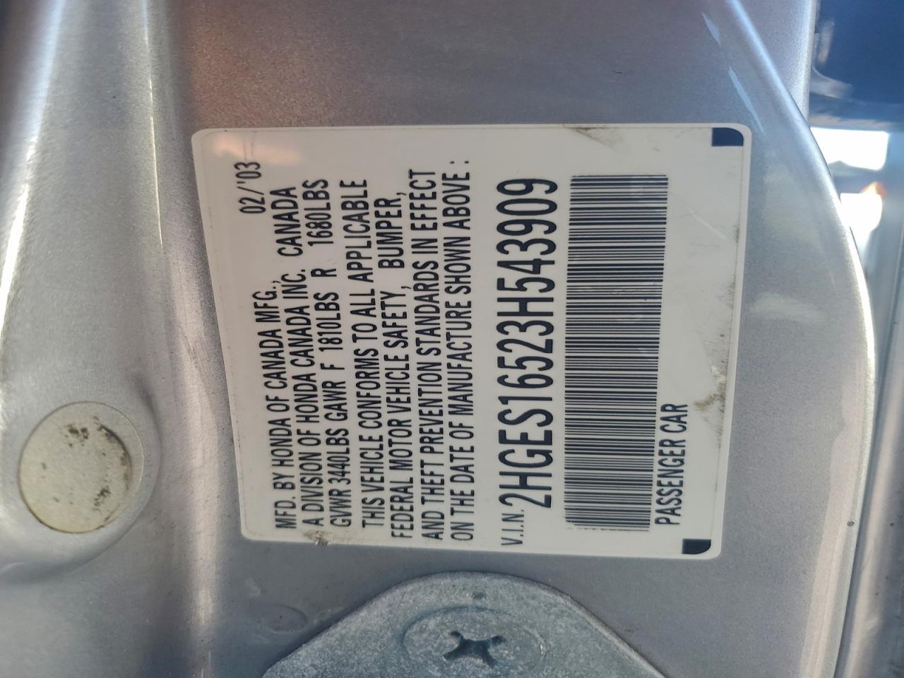 2003 HONDA CIVIC LX photo 34