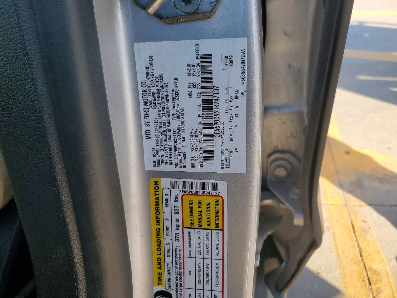 2018 FORD FUSION TITANIUM/PLATINUM photo 13