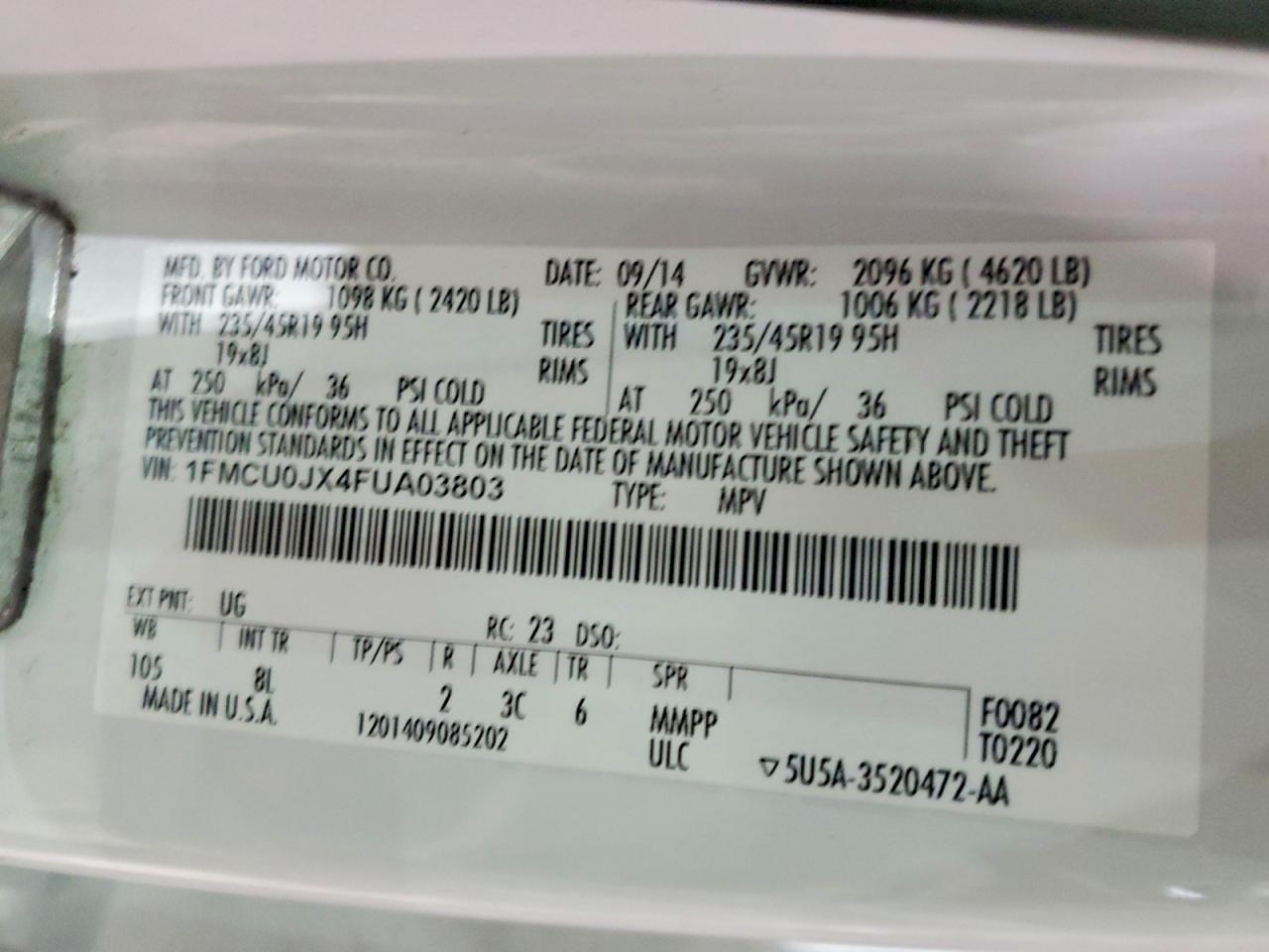 2015 FORD ESCAPE TITANIUM photo 14