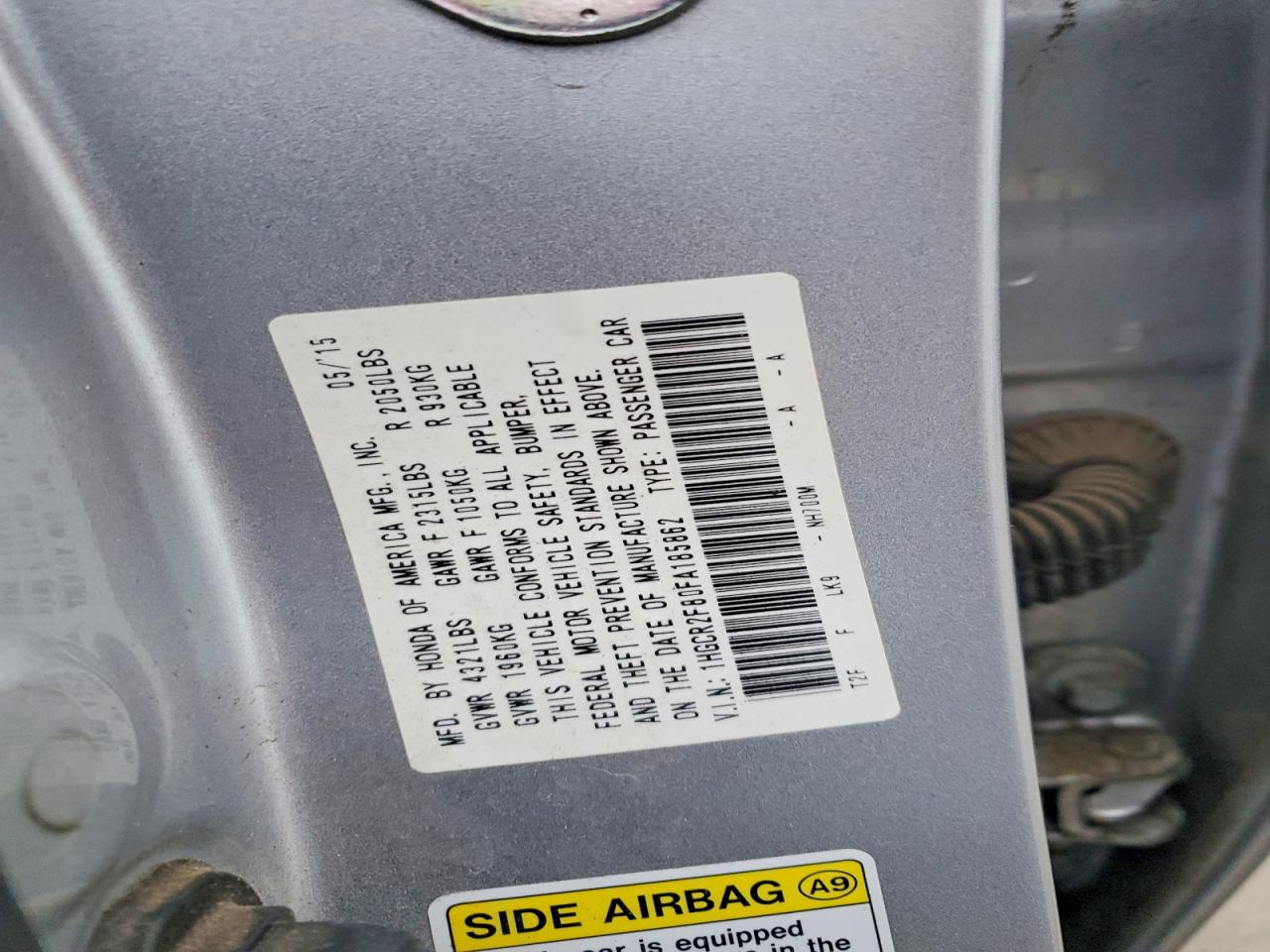 2015 HONDA ACCORD EXL photo 12
