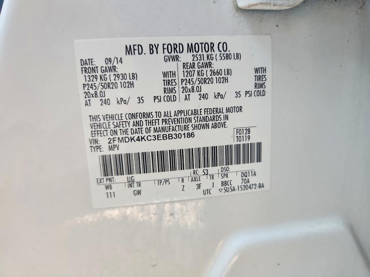 2014 FORD EDGE LIMITED photo 12