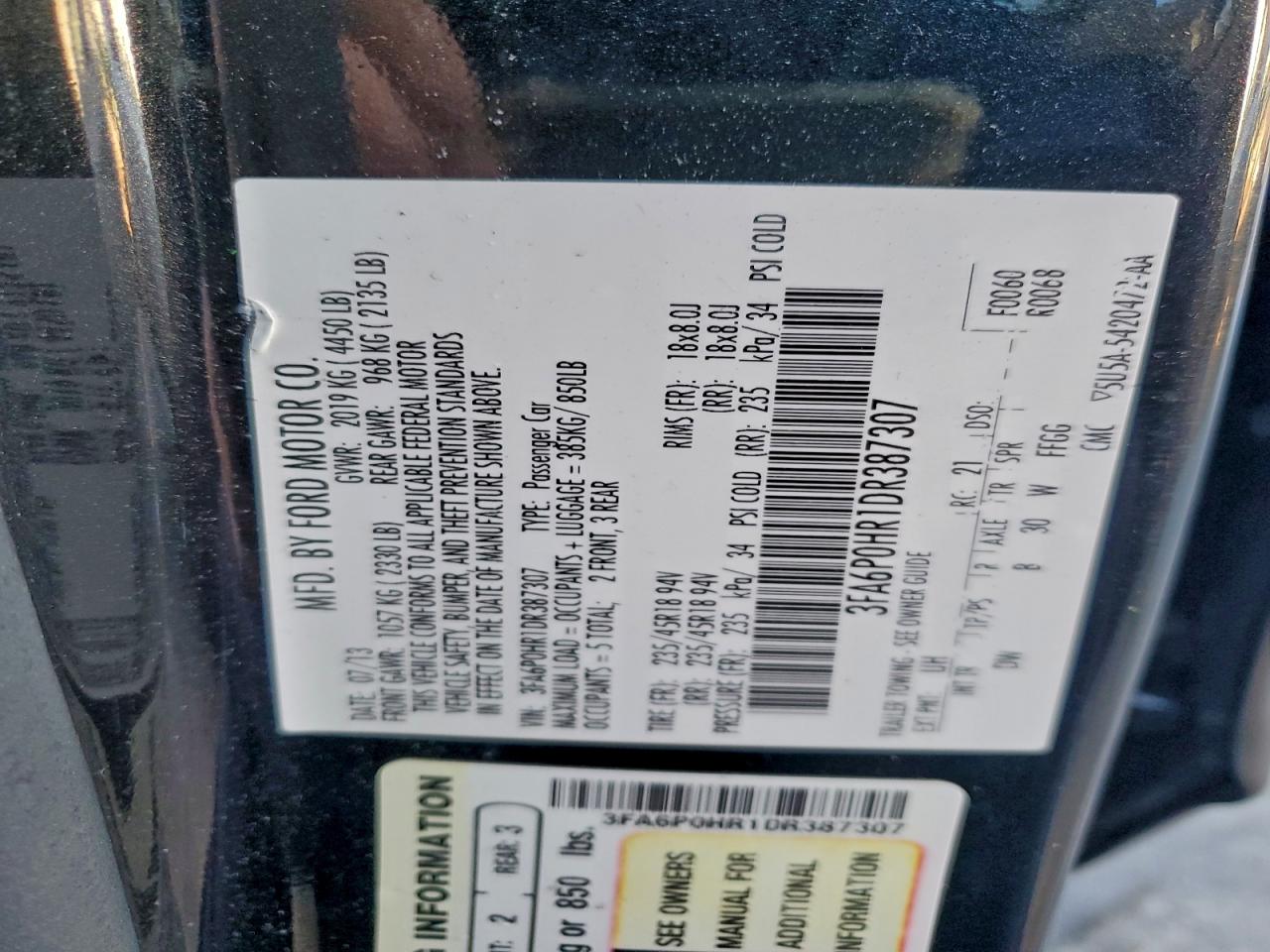 2013 FORD FUSION SE photo 13