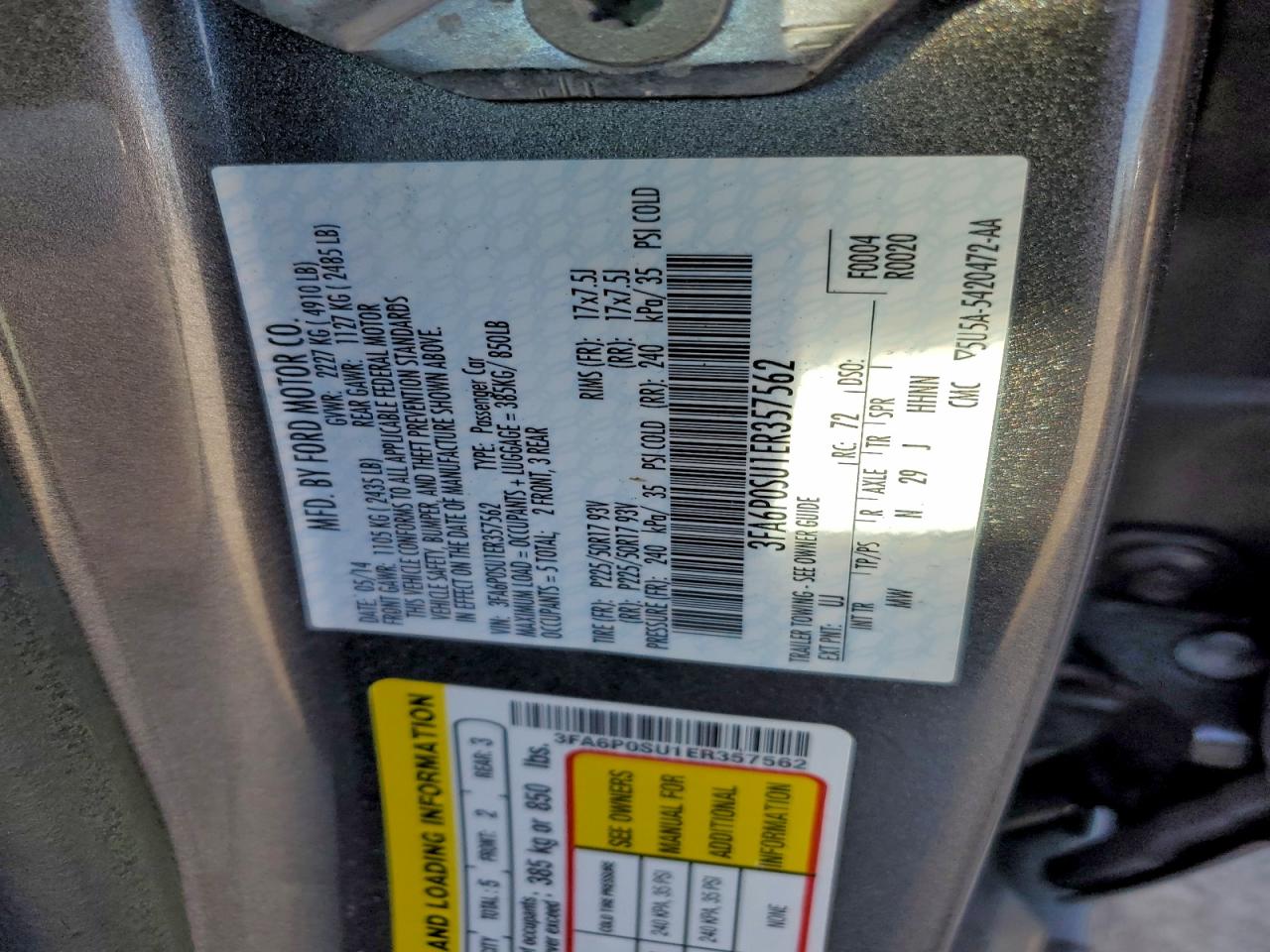 2014 FORD FUSION TITANIUM PHEV photo 13