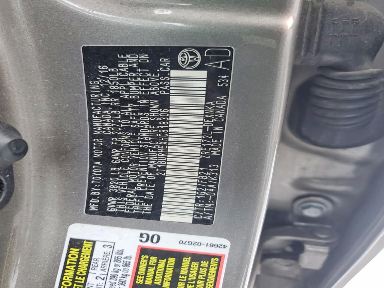 2017 TOYOTA COROLLA L photo 12