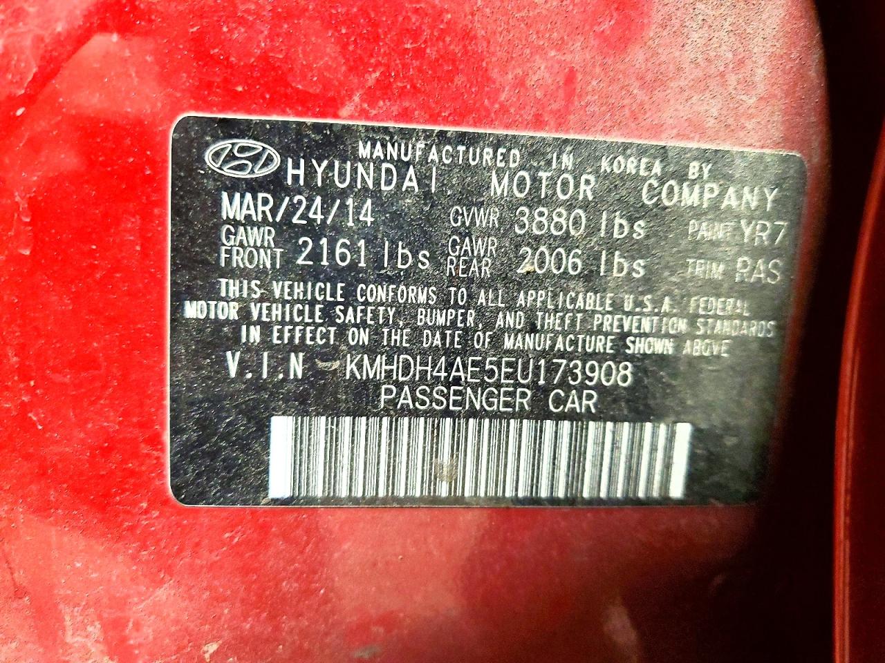 2014 HYUNDAI ELANTRA SE photo 12