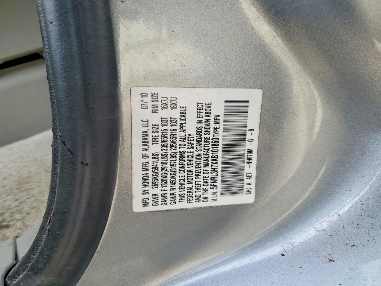 2010 HONDA ODYSSEY EXL photo 14