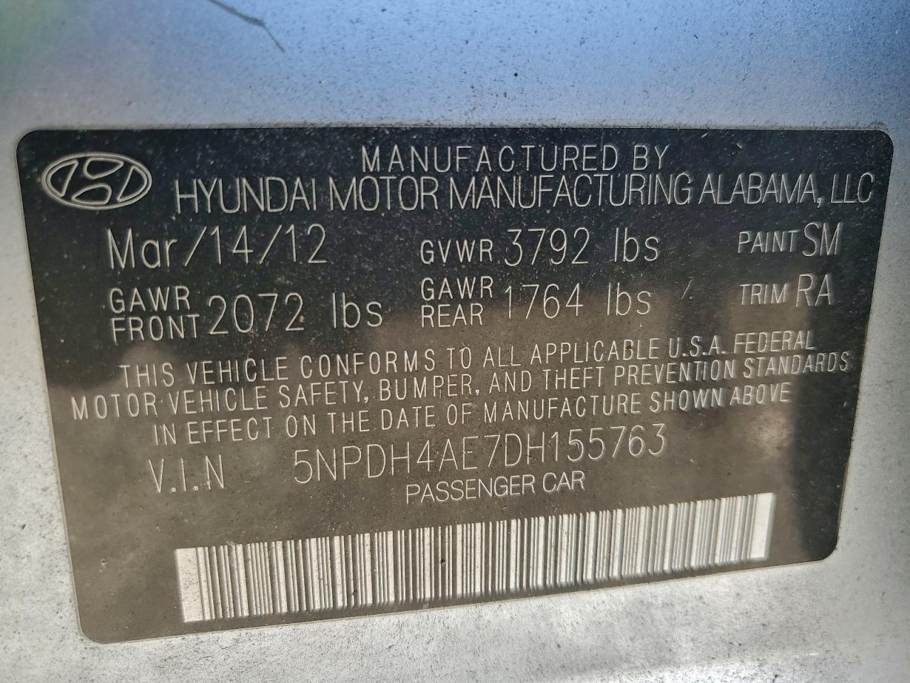 2013 HYUNDAI ELANTRA GLS photo 12