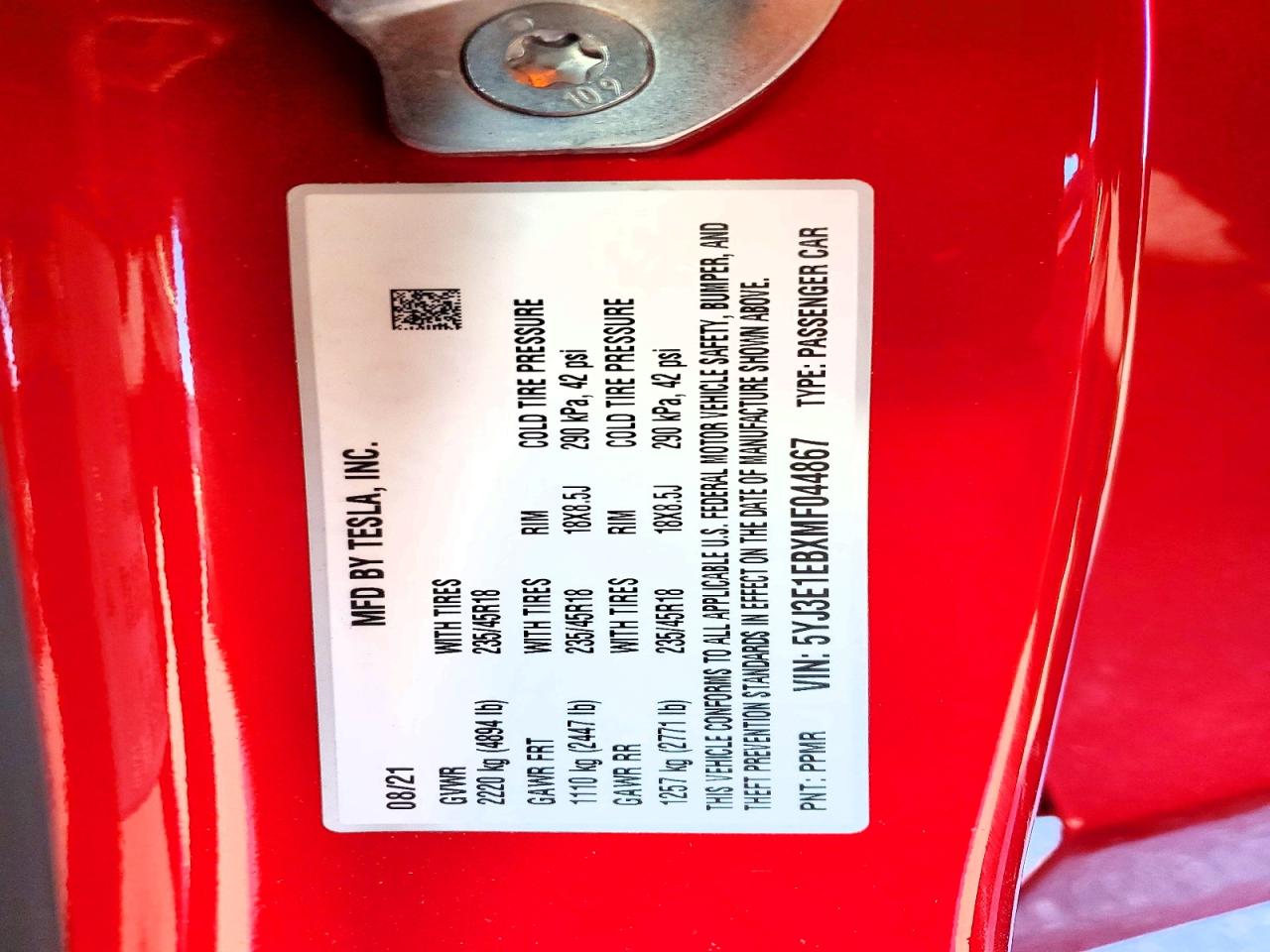2021 TESLA MODEL 3 photo 12