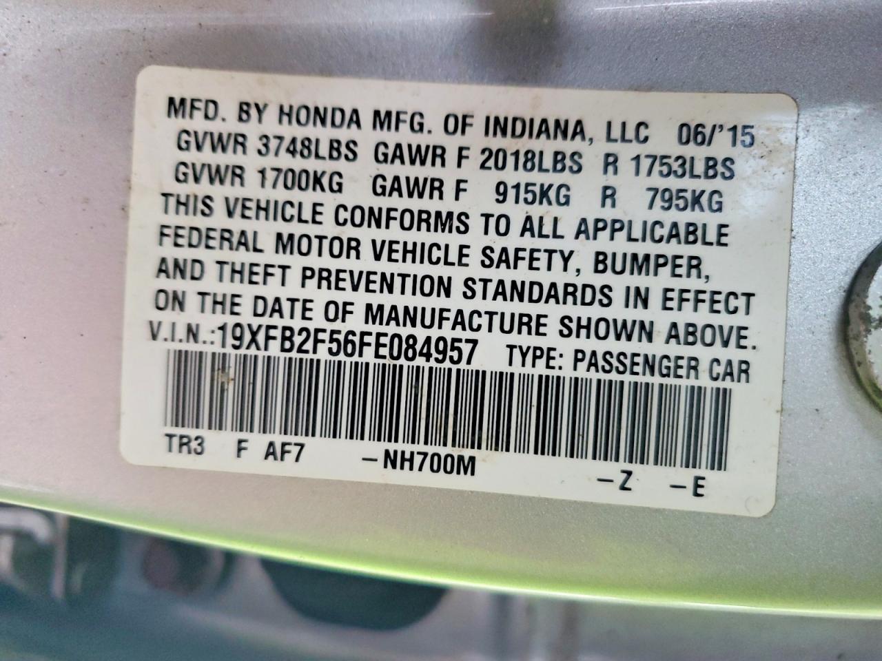 2015 HONDA CIVIC LX photo 12