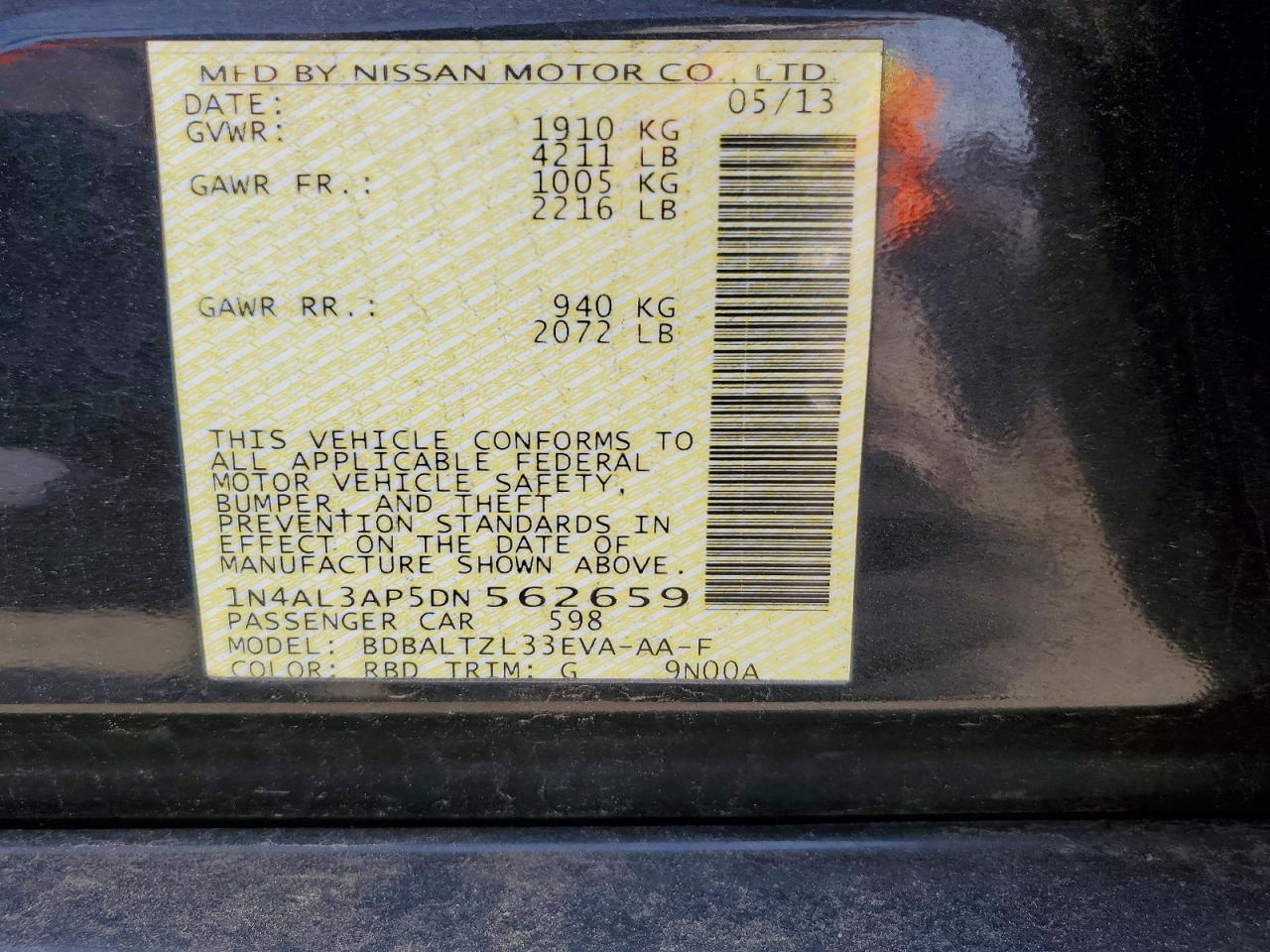 2013 NISSAN ALTIMA 2.5 photo 12