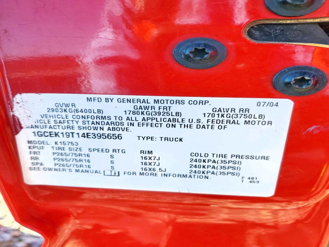 2004 CHEVROLET SILVERADO K1500 photo 13