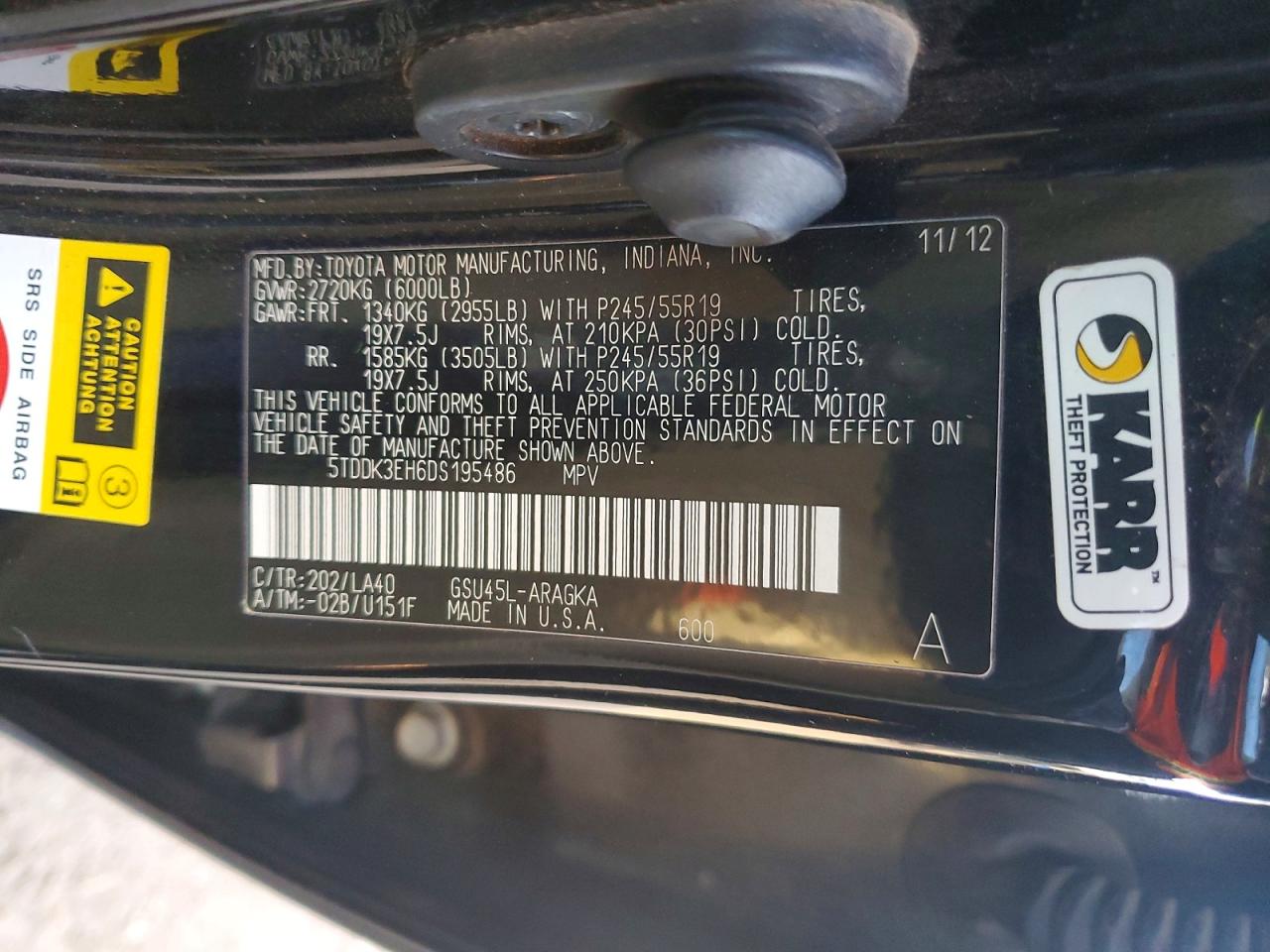 2013 TOYOTA HIGHLANDER LIMITED photo 13