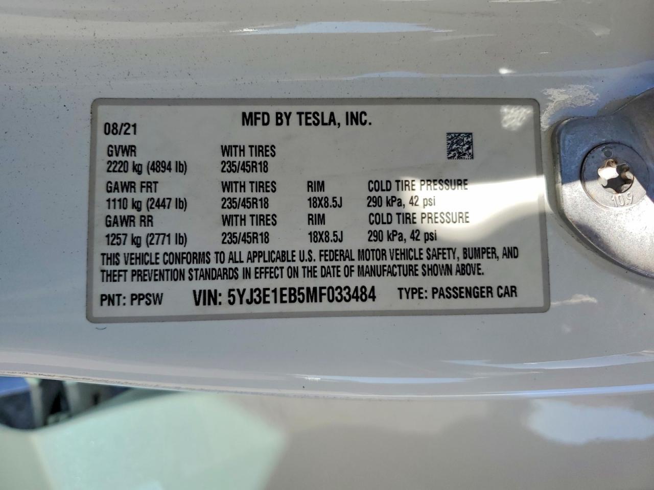 2021 TESLA MODEL 3 photo 23