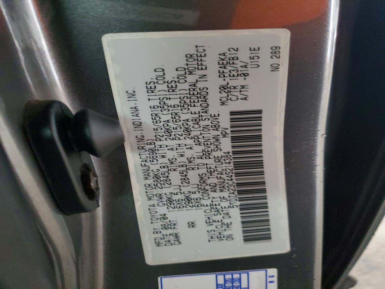 2004 TOYOTA SIENNA CE photo 13