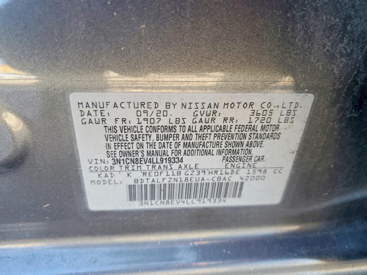 2020 NISSAN VERSA SV photo 12