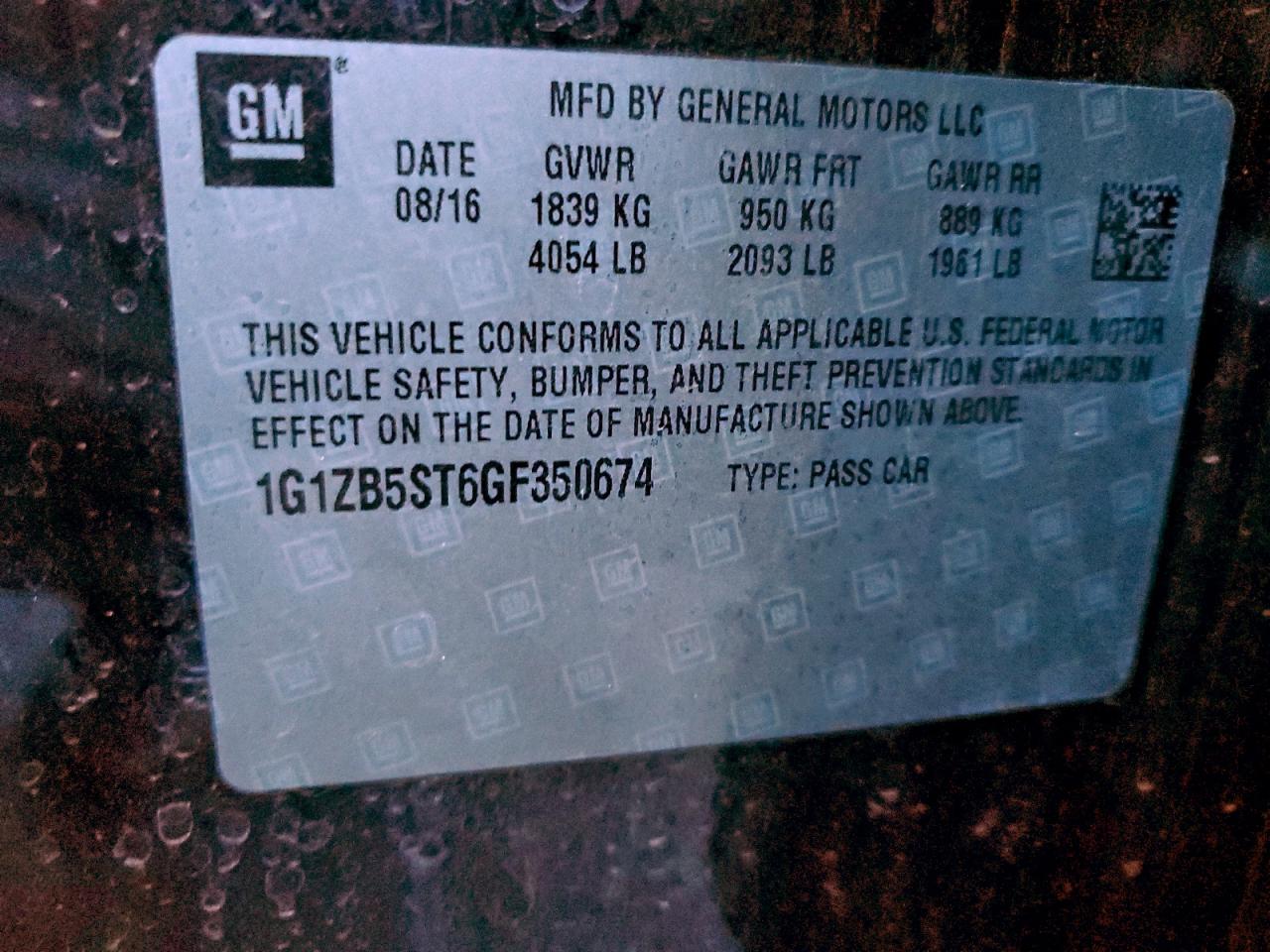 2016 CHEVROLET MALIBU LS photo 12
