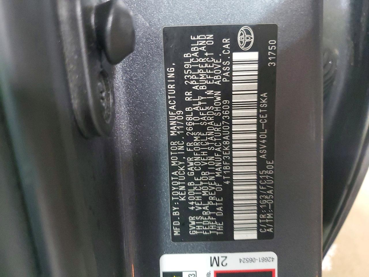 2010 TOYOTA CAMRY BASE photo 12