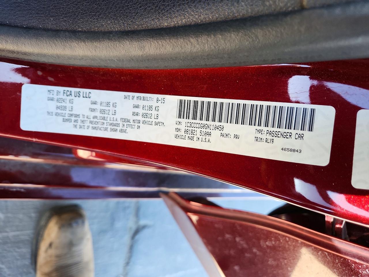 2016 CHRYSLER 200 S photo 12