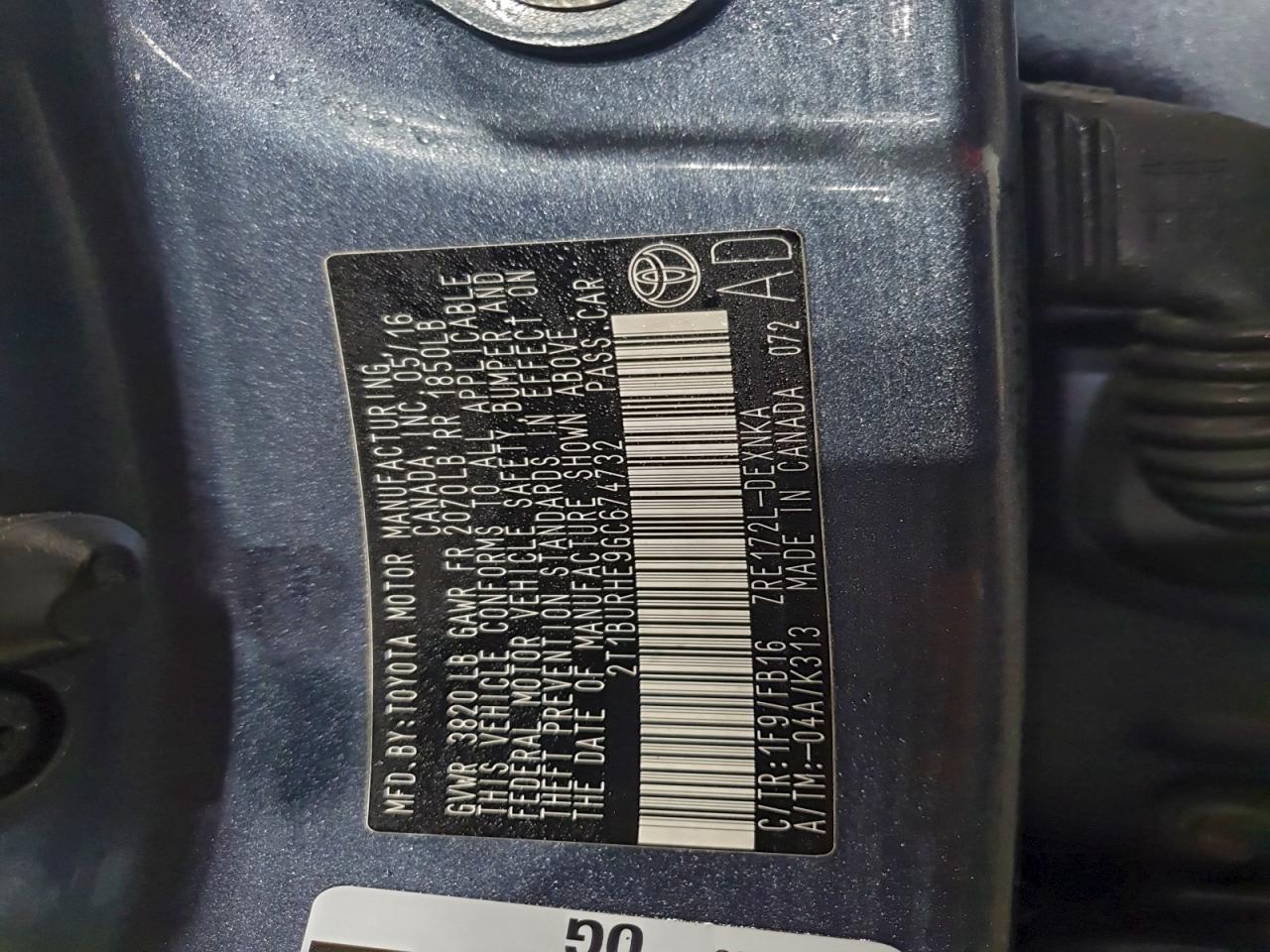 2016 TOYOTA COROLLA L photo 13